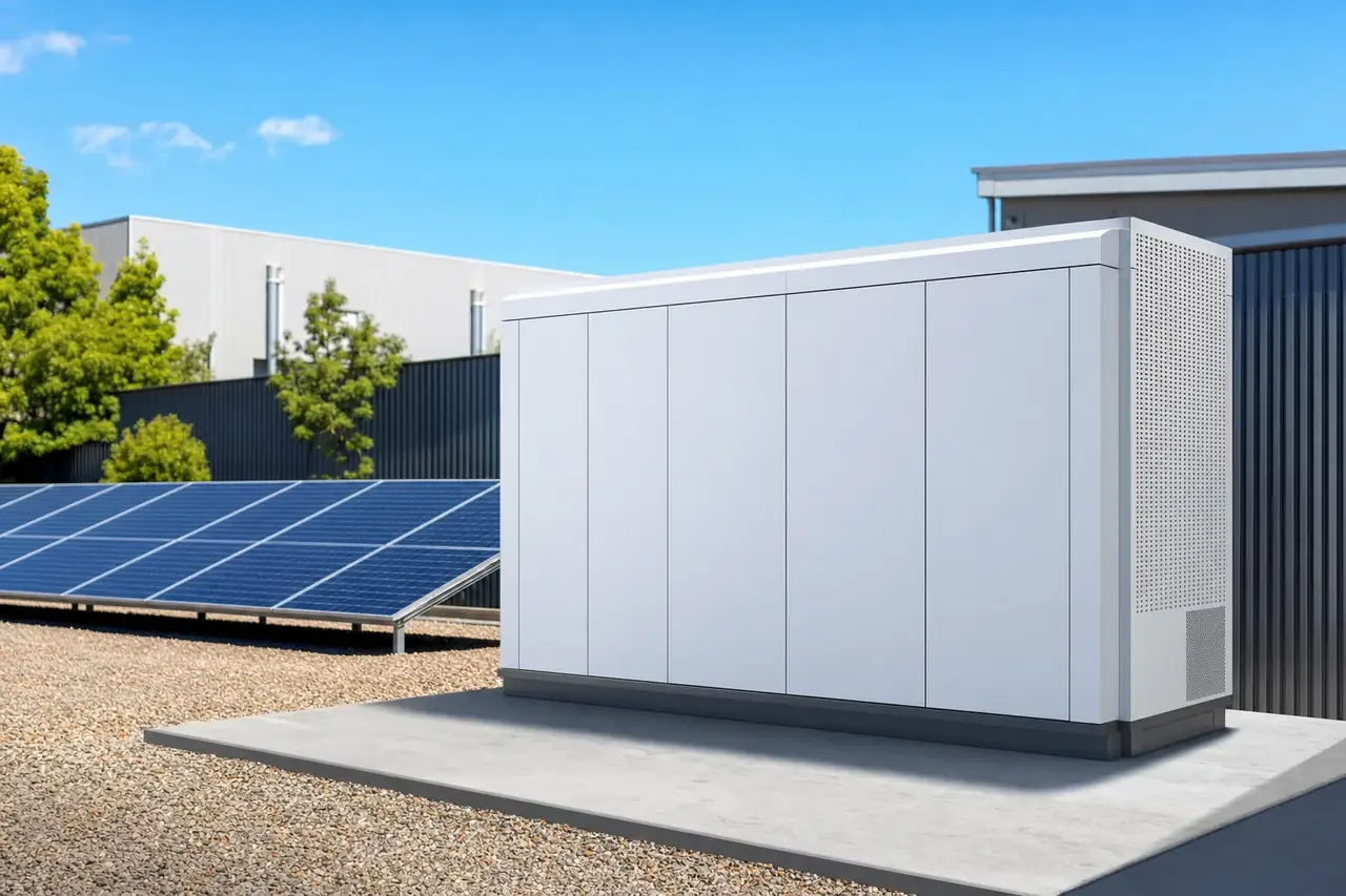 Commercial lithium battery storage system installed at a Gold Coast business