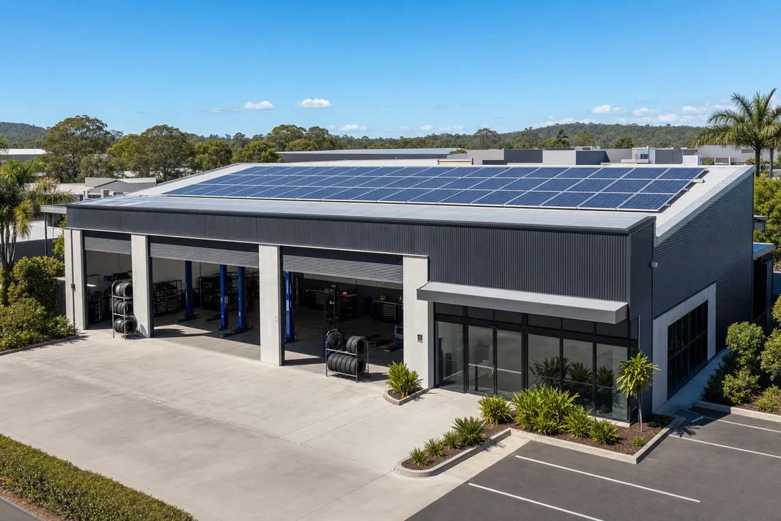 Commercial solar on a Oxenford business rooftop
