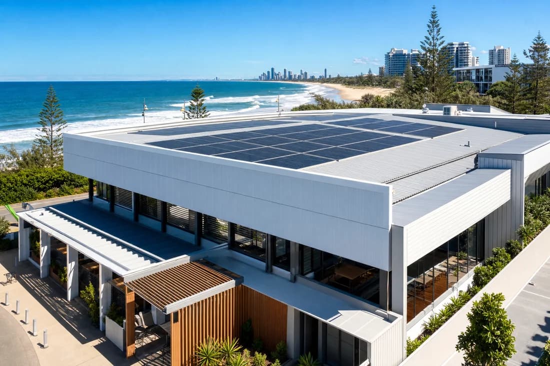 Commercial solar on a Miami business rooftop