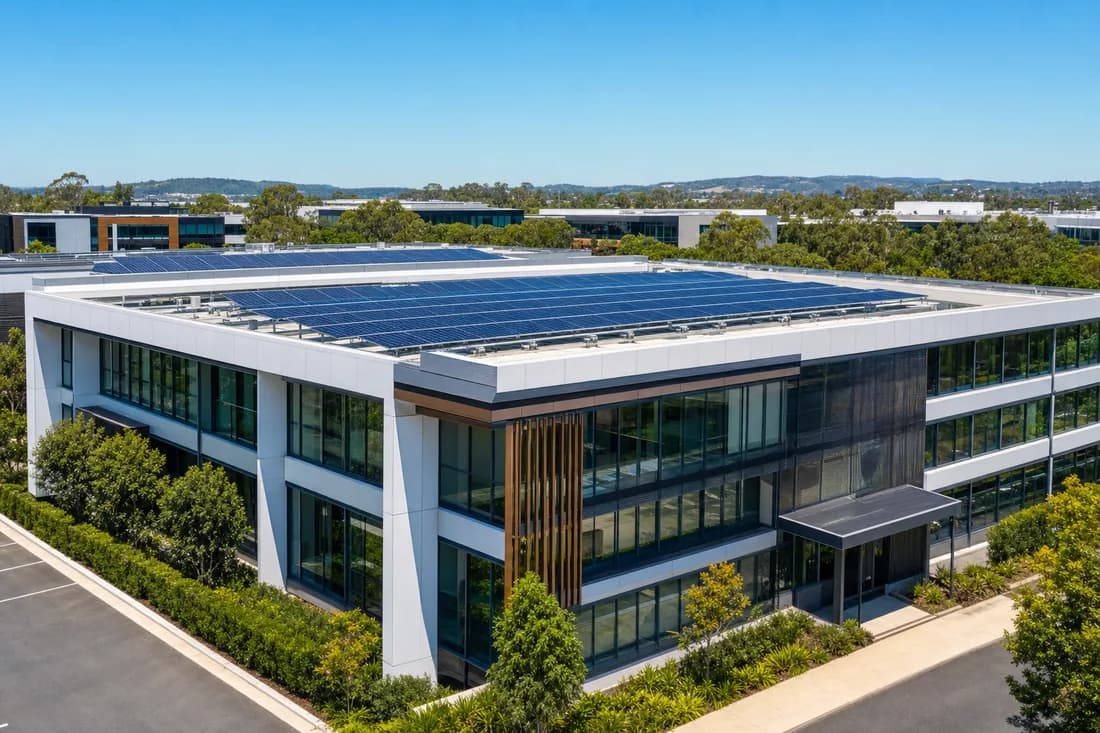 Commercial solar on a Arundel business rooftop