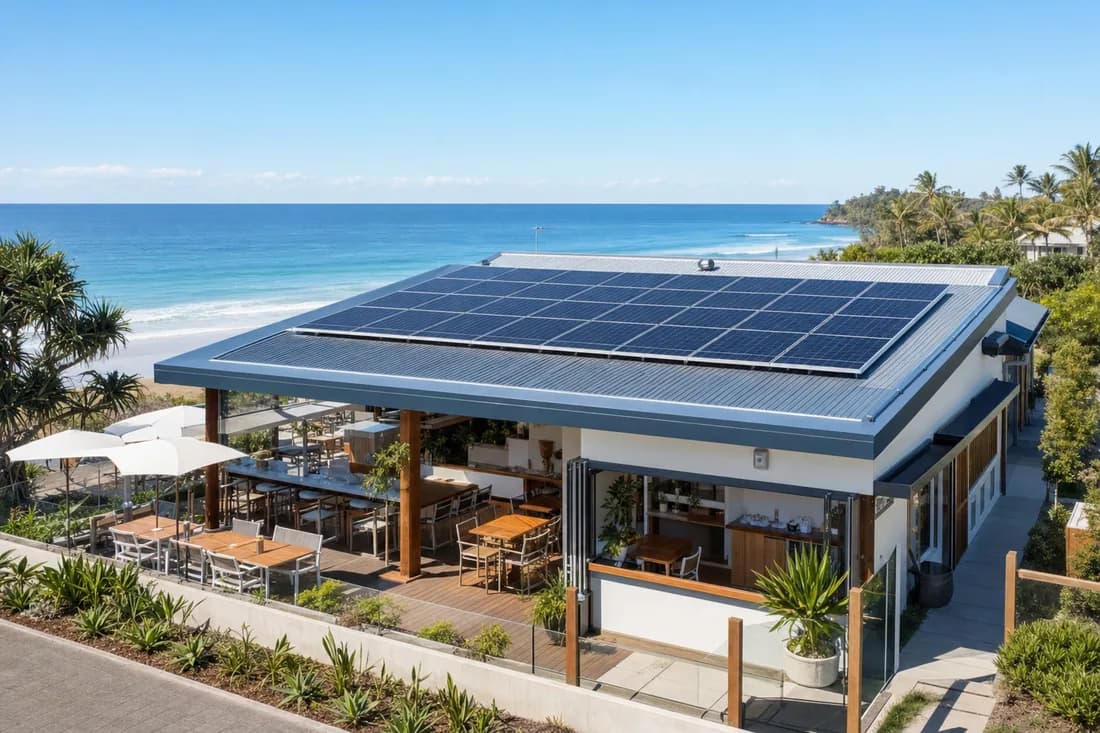 Commercial solar on a Palm Beach business rooftop