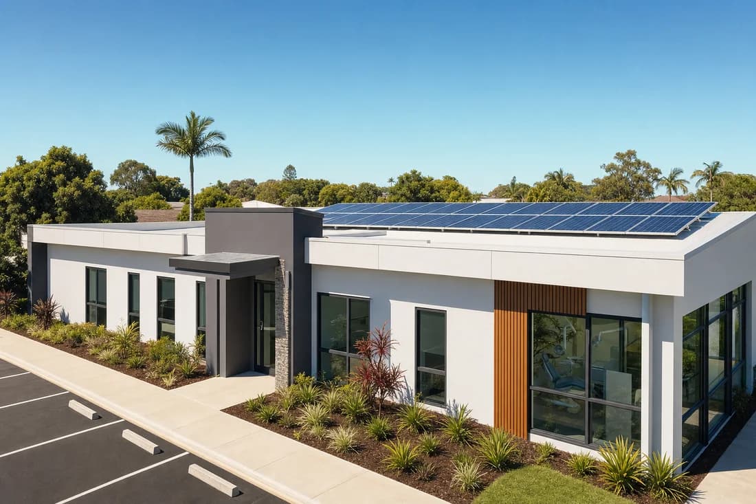 Commercial solar on a Burleigh Waters business rooftop