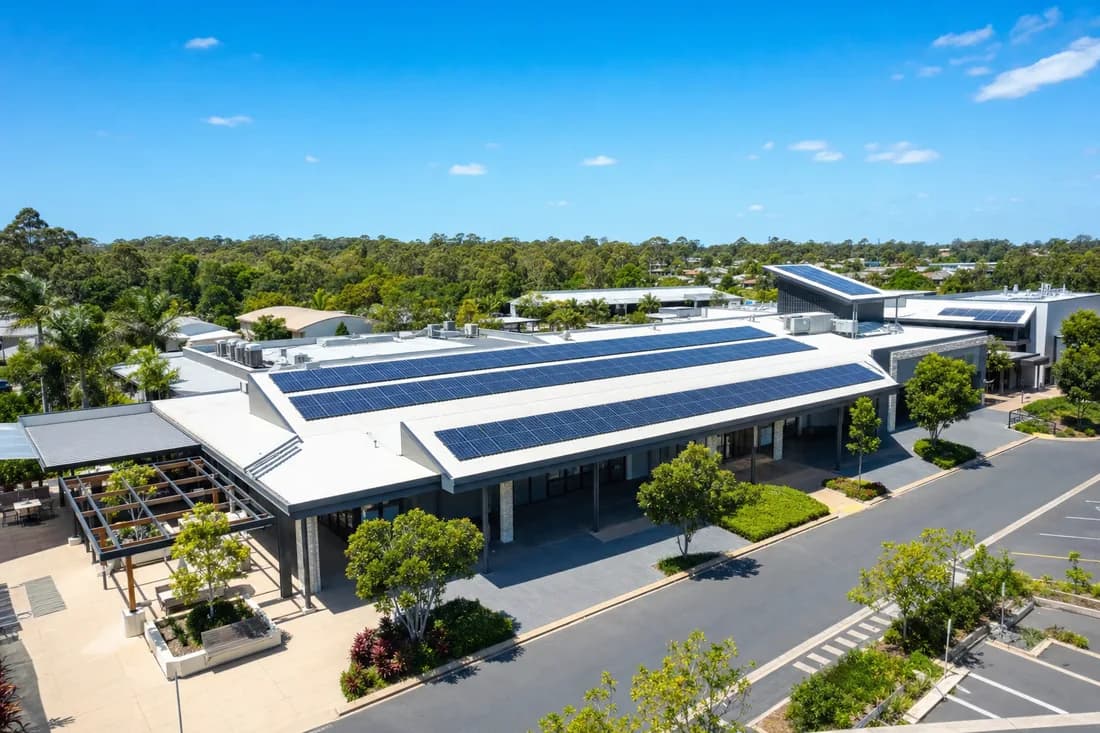 Commercial solar on a Highland Park business rooftop