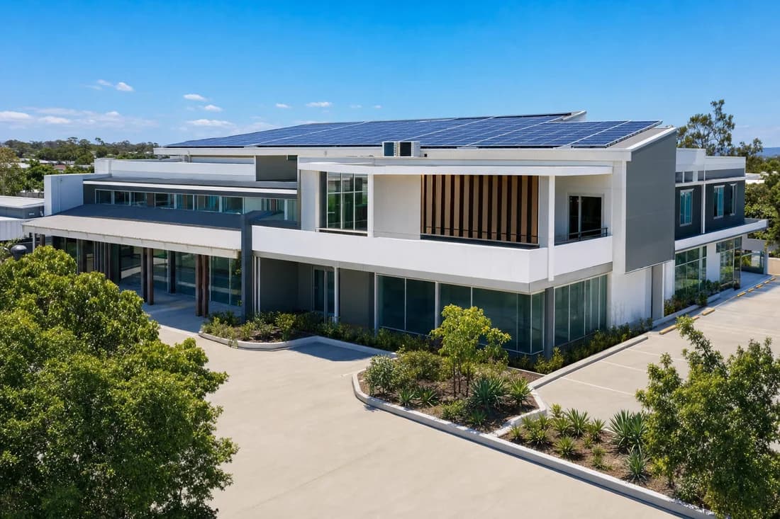 Commercial rooftop solar on a Gold Coast building