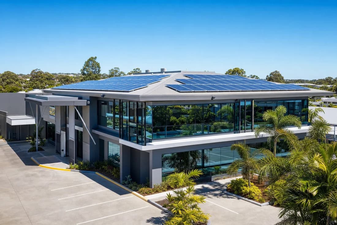70 kW commercial solar installed for 70 kW on a concrete high-rise at Southport, Gold Coast