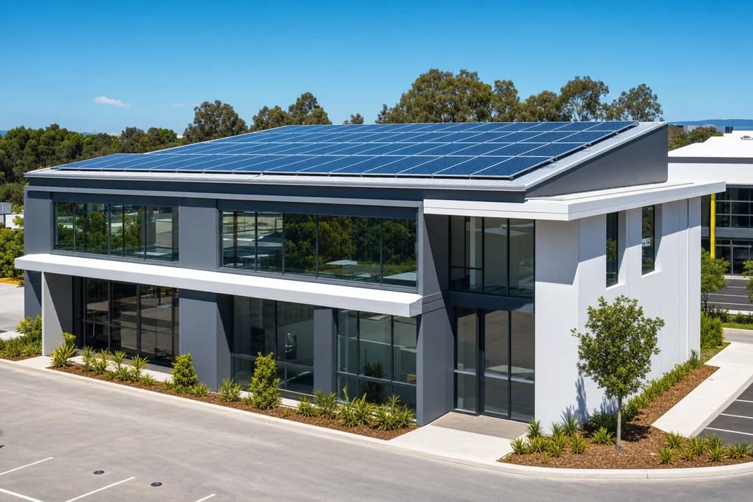 Commercial solar on a Southport business rooftop