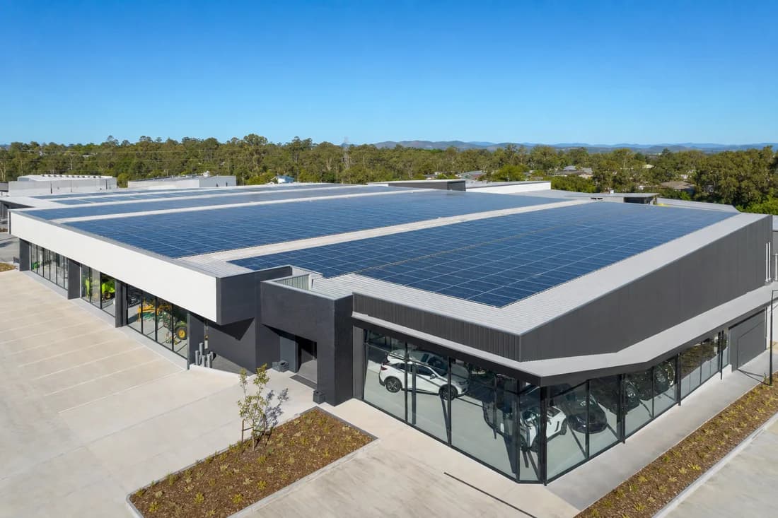 Commercial solar on a Carrara business rooftop