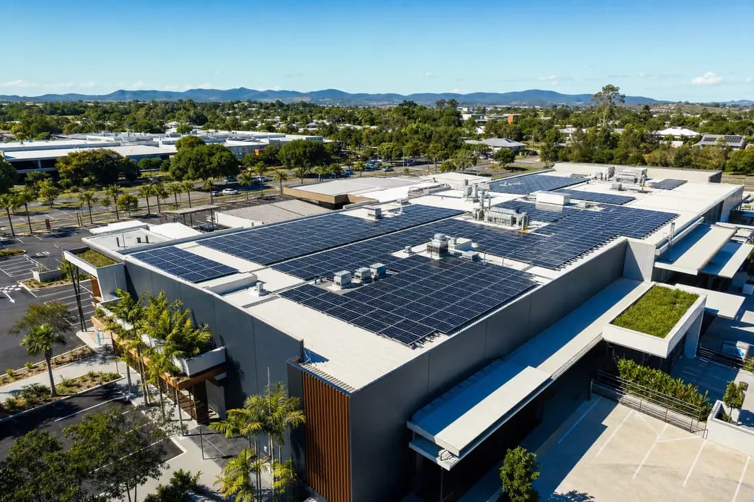 Commercial solar on a Mermaid Waters business rooftop