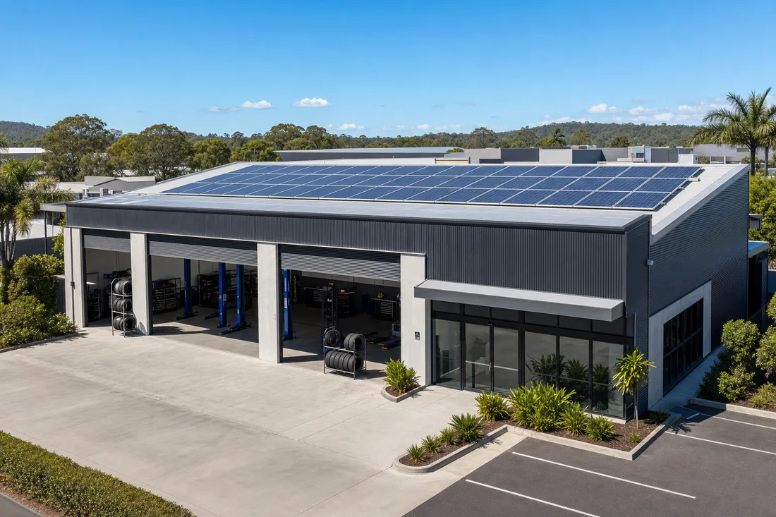 Commercial solar on a Oxenford business rooftop
