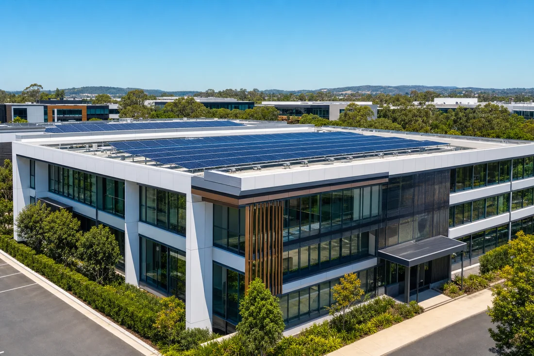 Commercial solar on a Arundel business rooftop