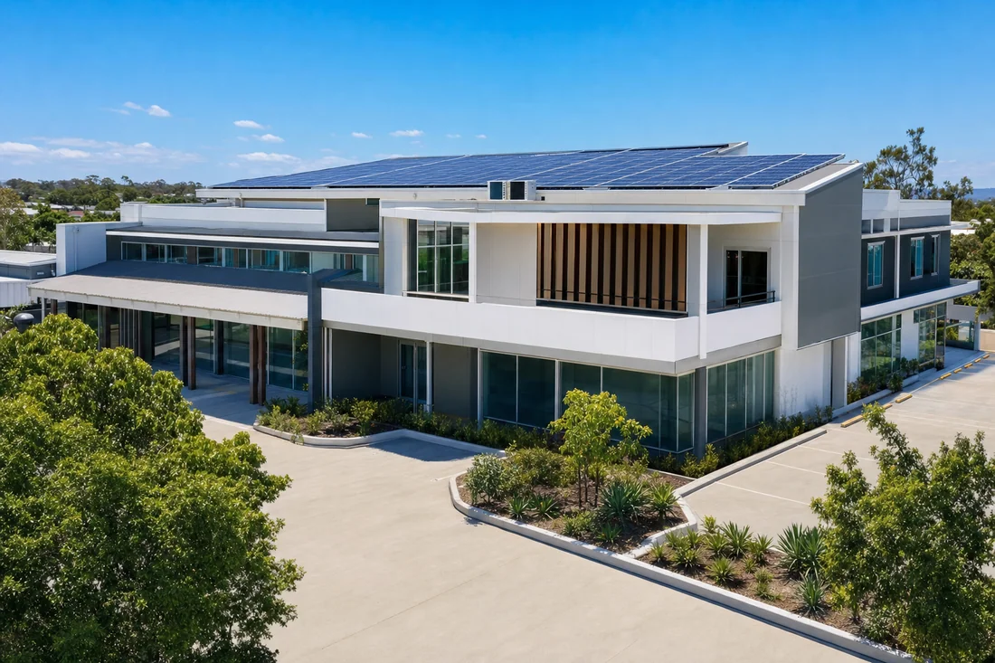 Commercial rooftop solar on a Gold Coast building